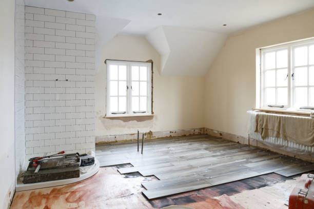 bathroom ripout and tiling before a remodeling, refit and refurbishment