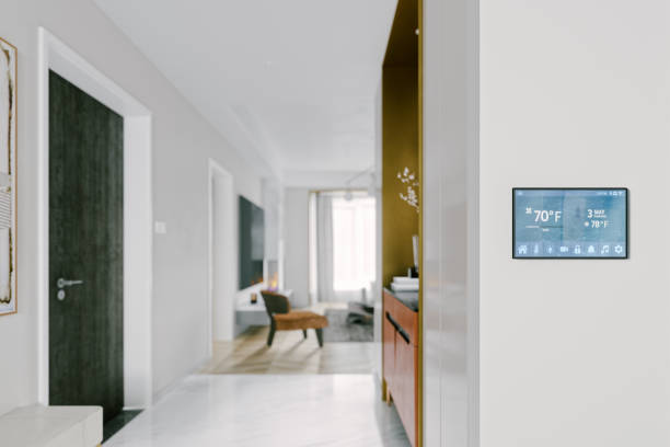 interior of a modern house with smart automation system.