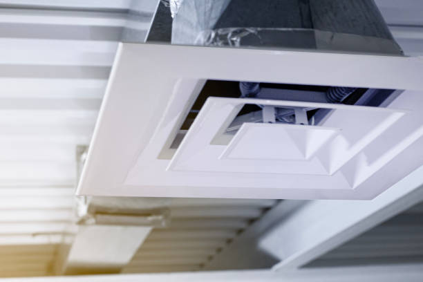 square anemostat on galvanized duct ventilation system details