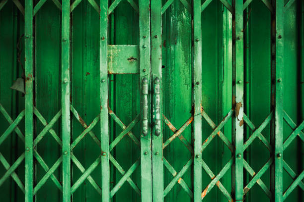 the iron door. green paint, natural mottled texture